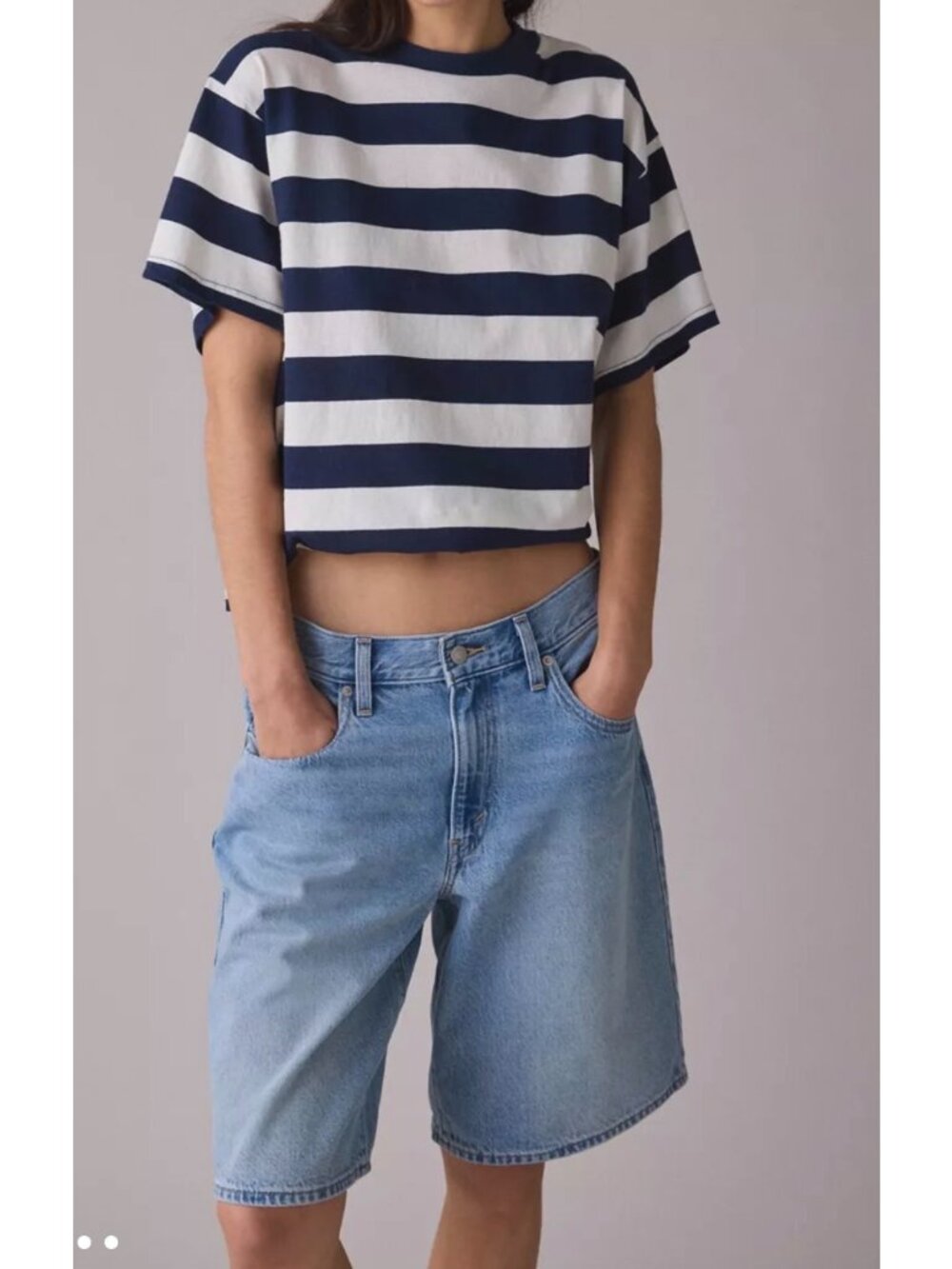 Levis Baggy Dad Jorts Womens 25 Blue Denim Bermuda Wide Leg Y2K Festival Cowgirl